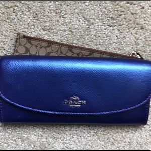 Coach Purple Iris Metallic Leather Envelope Wallet